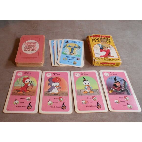 Vintage Mickey Mouse Cartoon Classics Giant Card Game Complete Golden #4864 - Picture 2 of 11